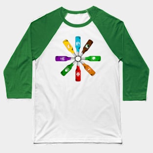 Zombie 8 Perk Pinwheel on Emerald Green Baseball T-Shirt